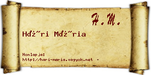 Hári Mária névjegykártya