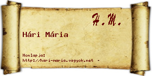Hári Mária névjegykártya